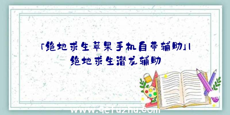 「绝地求生苹果手机自带辅助」|绝地求生潜龙辅助